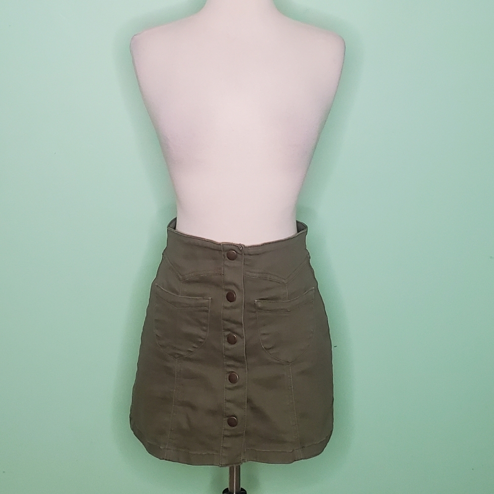 Forever 21 Army Green Button Down Mini Skirt